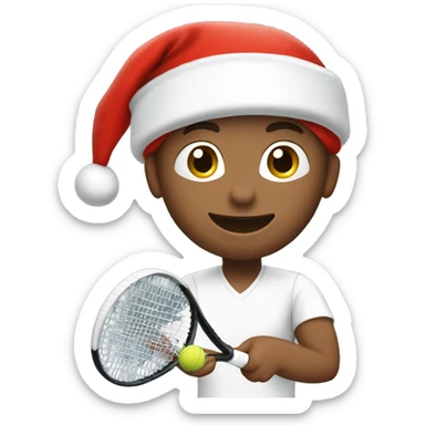Tennis player playing tennis right handed wearing Santa hat Caucasian sticker