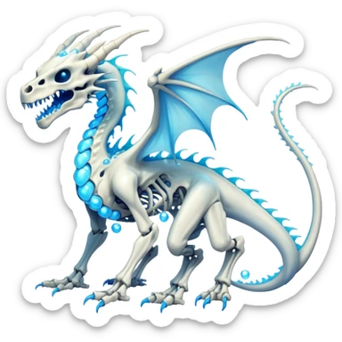 a electric bone dragon with bue teeth breathing bubbles (full body) sticker