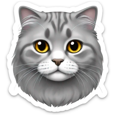 scottish fold cat gray long-haired  sticker