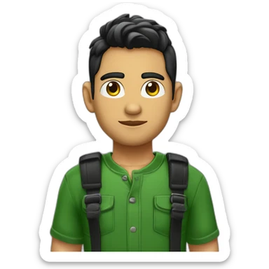 Chico rubio simpático, ojos verdes oscuro, vestido con camiseta de tirante negra sticker