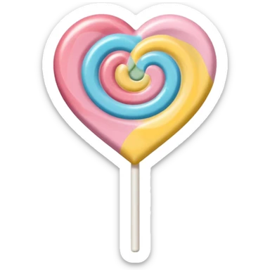 A lollipop heart in soft pink, beige and yellow pastel colors sticker