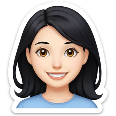 smiling girl with black hair sticker