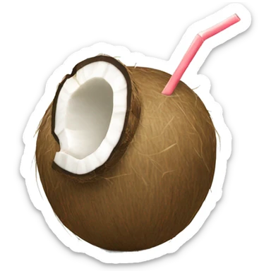 Coconut with straw for coconut water sticker
