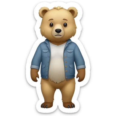 flat toon style blonde grizzly bear full body icon sticker