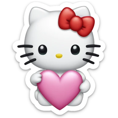 hello kitty making a heart  sticker