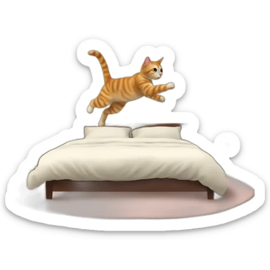Cat jumping on bed sticker