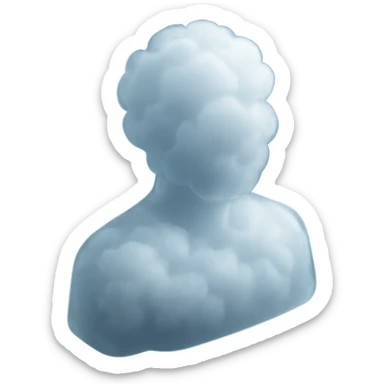 A person from the shoulders up, entirely composed of fluffy white clouds sticker