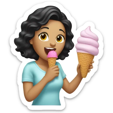 Black haired Latina licking ice cream sticker