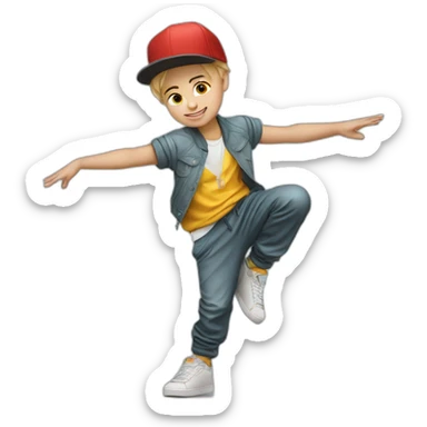 russian kid hip hop break dancer stand of one hand sticker