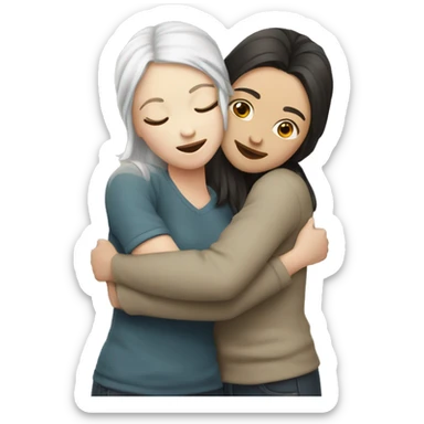Hug two white skin women   sticker