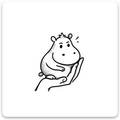 A little hippo in the hand sticker
