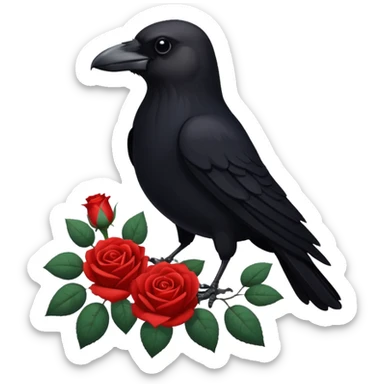 Crow with white roses sticker