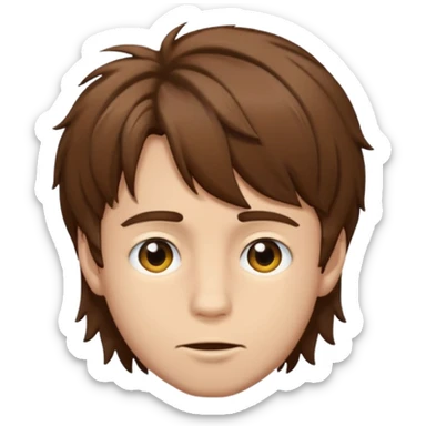 Young man have brown hair  shaggy long straykids emoji sticker