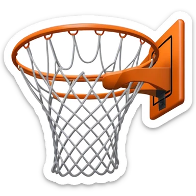 Cinematic Realistic image of a basketball hoop with a detailed metal rim and intricately woven net, captured in dynamic lighting that evokes the charged atmosphere of a competitive court sticker