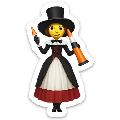 galora in Victorian dress elegant, full body, holding "big traffic cone" sticker
