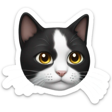 Black/white cat sticking out her to unge sticker