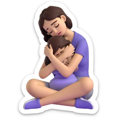 woman sitting on floor hugging her knees while crying sticker