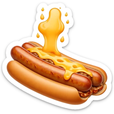 make a picture of a sausage that has been cut in half and melted cheese comes out from inside the sausage sticker