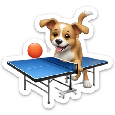 chien qui fait du ping pong sticker
