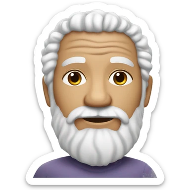 White curly hair, wrinkles, a full beard, elderly, brown-skinned sticker