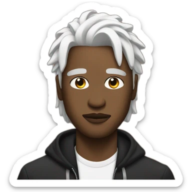 Rapper with white hair with a stray in the middle sticker