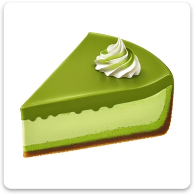 matcha cheesecake slice, matcha powder sprinkled on top, no text sticker