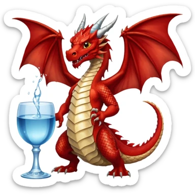 red dragon holding a drink sticker