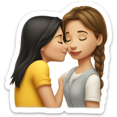 Winnie the Pooh kissing pretty brunette girl on the cheek sticker