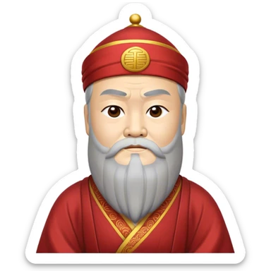 Cinematic Realistic Confucius Portrait Emoji, depicted as a wise ancient philosopher in traditional robes with a serene, contemplative expression, rendered with soft timeless textures and harmonious natural lighting that captures his enduring wisdom. sticker