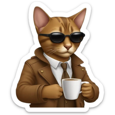 gangster-with-a-Abyssinian cat-gun-and-sunglasses-drinking-coffee sticker