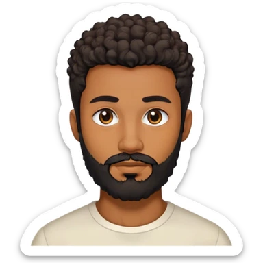 duk with warm brown skin, short curly black hair, neatly trimmed beard, sharp jawline sticker
