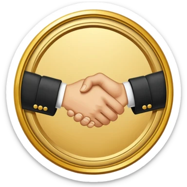 circular achievement style badge border for brand loyalist featuring a handshake and classy border  sticker