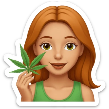 Girl happy smelling marijuana  sticker