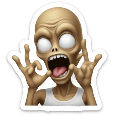 Alien throwing up west side  sticker