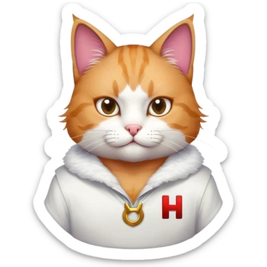 a cat hero with a big H on his shirt  sticker