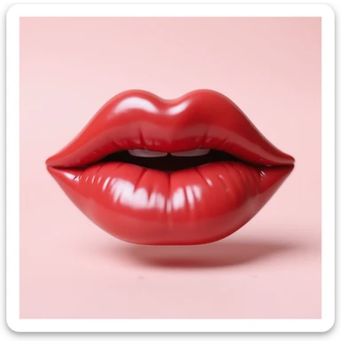 realistic lipstick emoji with glossy finish sticker
