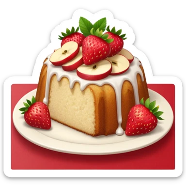 Strawberry poundcake with strawberries apple emoji  sticker