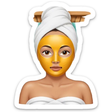 Lady with face mask spa beauty full face relaxing sticker