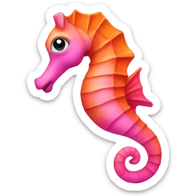 pink and orange sea horse sticker