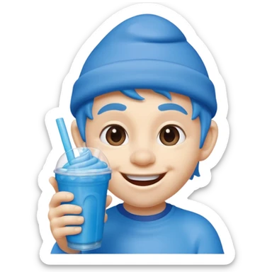 smurf drinking slurpee sticker