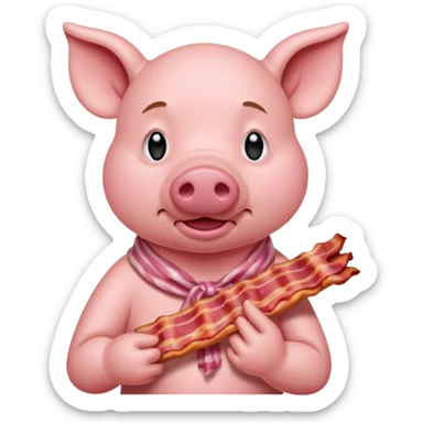 Piglet with bacon in its hand with a discussed face saying ew  sticker