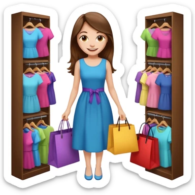 woman with long hair buys clothes in a store, shopping vibe sticker