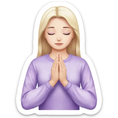 Hands in prayer in watercolor, sleeves in lilac color sticker