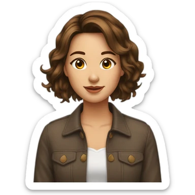 Fille cheveux court bruns meche cote sticker