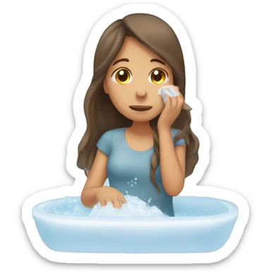 long brown hair girl washing her face sticker