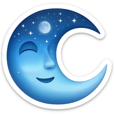 a blue half moon sticker