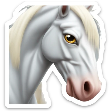 very long wild angry mad albino horse head sticker