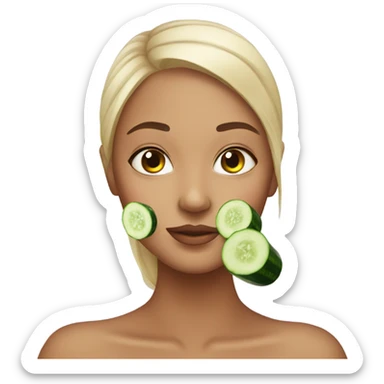A girl with cucumber spa on her eyes  sticker