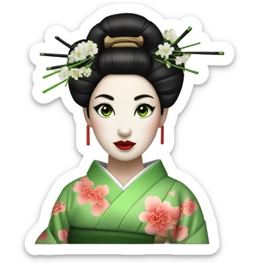 Green eyes geisha sticker
