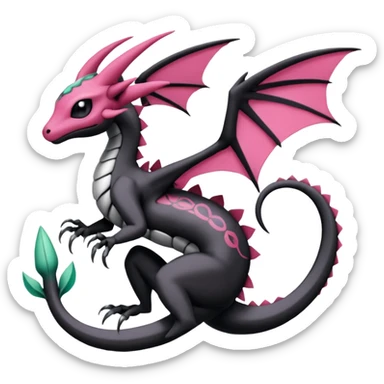 Magenta, black and white Meloetta-Flygon-Gorebyss-Salandit-Gargoyle-Pokémon-Fakémon-creature-fusion-hybrid sticker